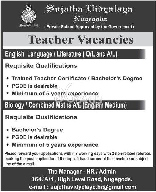 Job Vacancy For Teacher