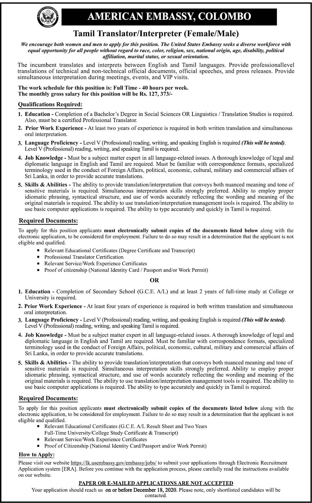 Translator - American Embassy