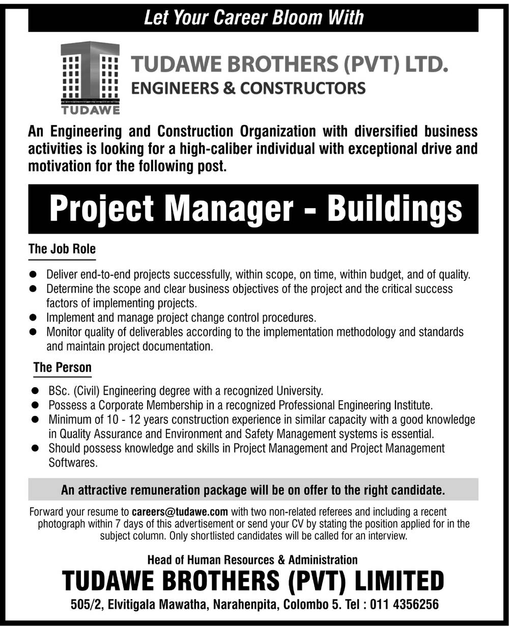 Project Manager - Tudawe Brothers (Pvt) Ltd