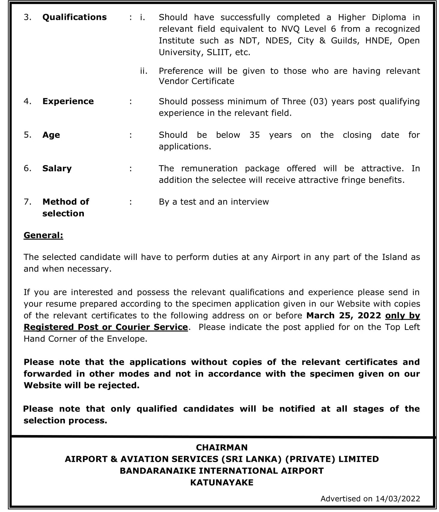 Network Administrator - Airport & Aviation Services (Sri Lanka) (Private) Limited