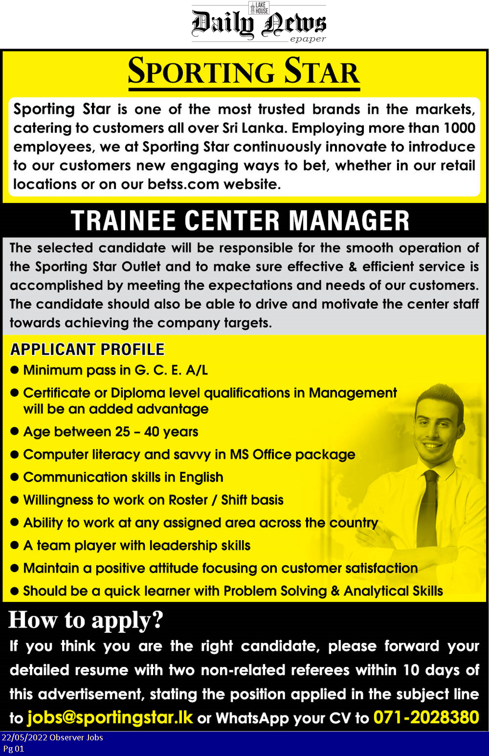 Training Center Manager - Sporting Star