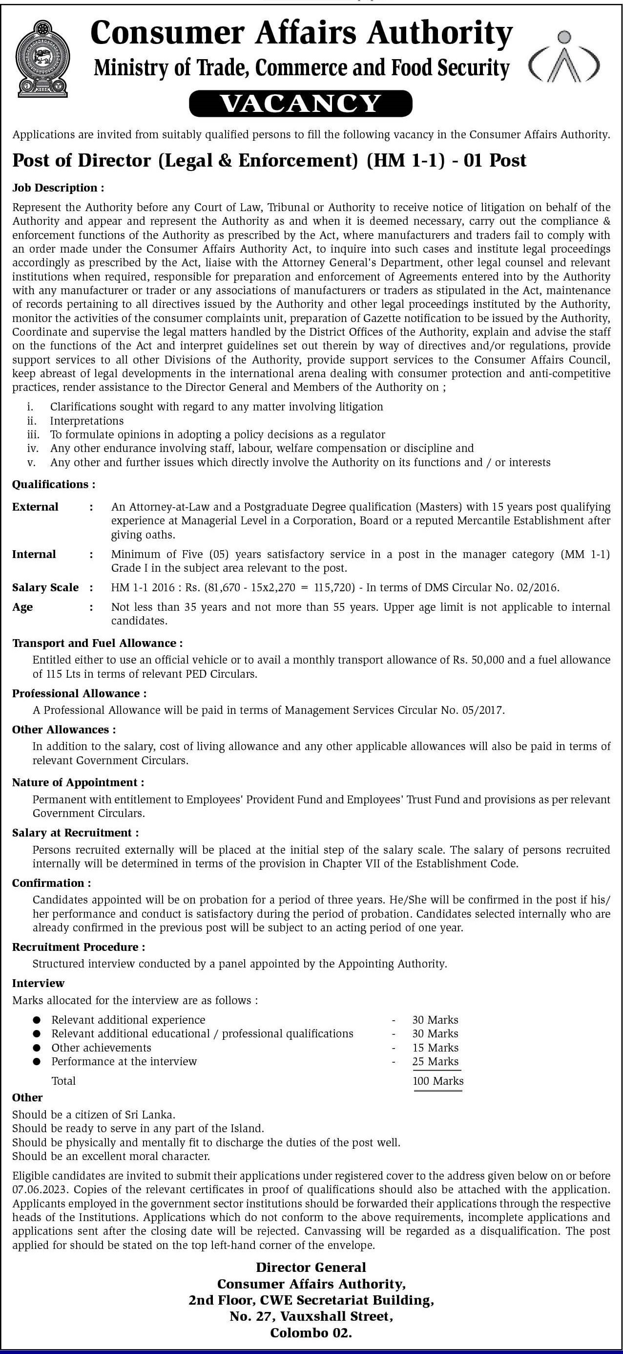 Director - Consumer Affairs Authority