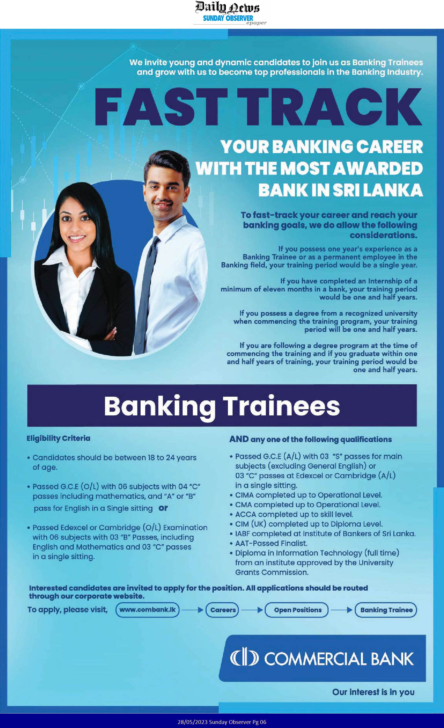 Banking Trainee - Commercial Bank of Ceylon PLC
