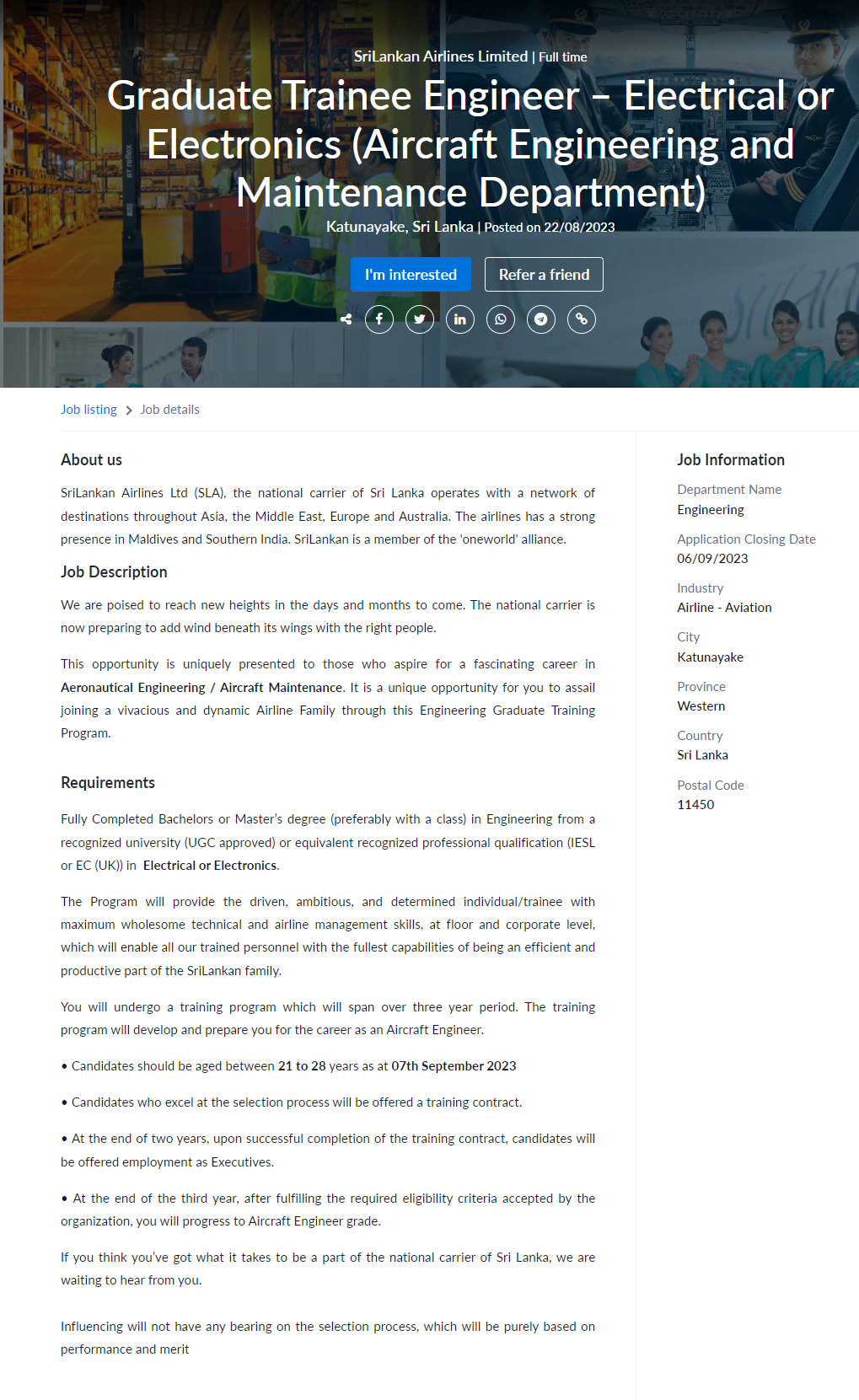 Engineer - SriLankan Airlines