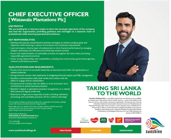 Chief Executive Officer - Watawala Plantations PLC