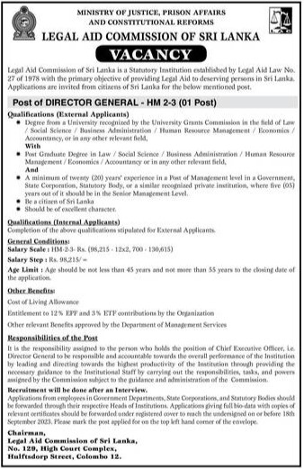 Director General - Legal Aid Commission of Sri Lanka