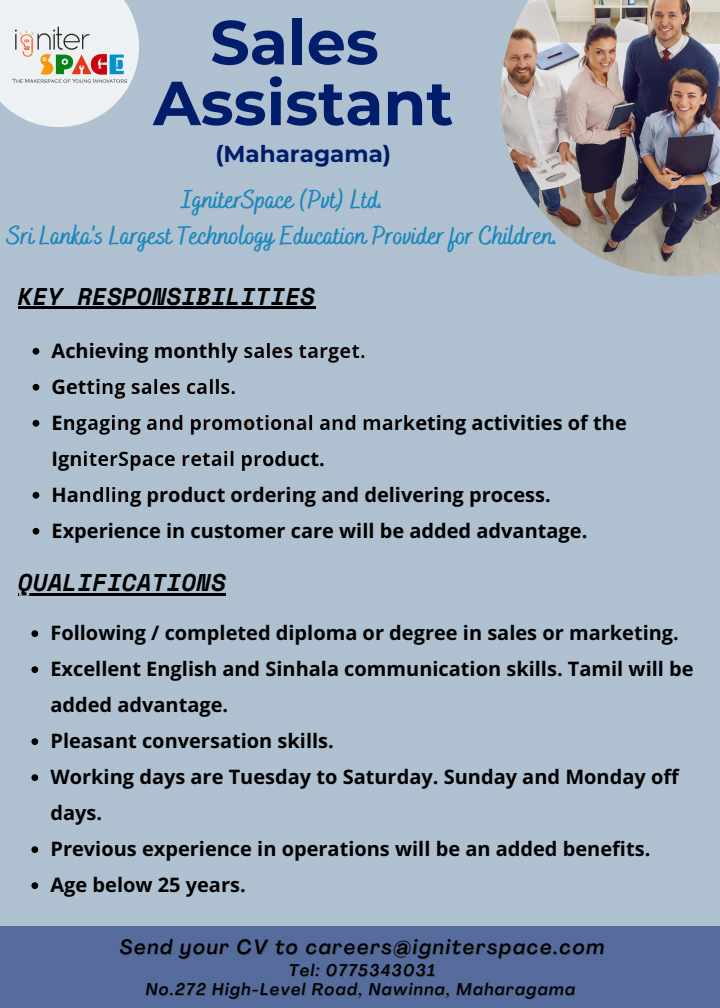 Sales Assistant - IgniterSpace Pvt Ltd