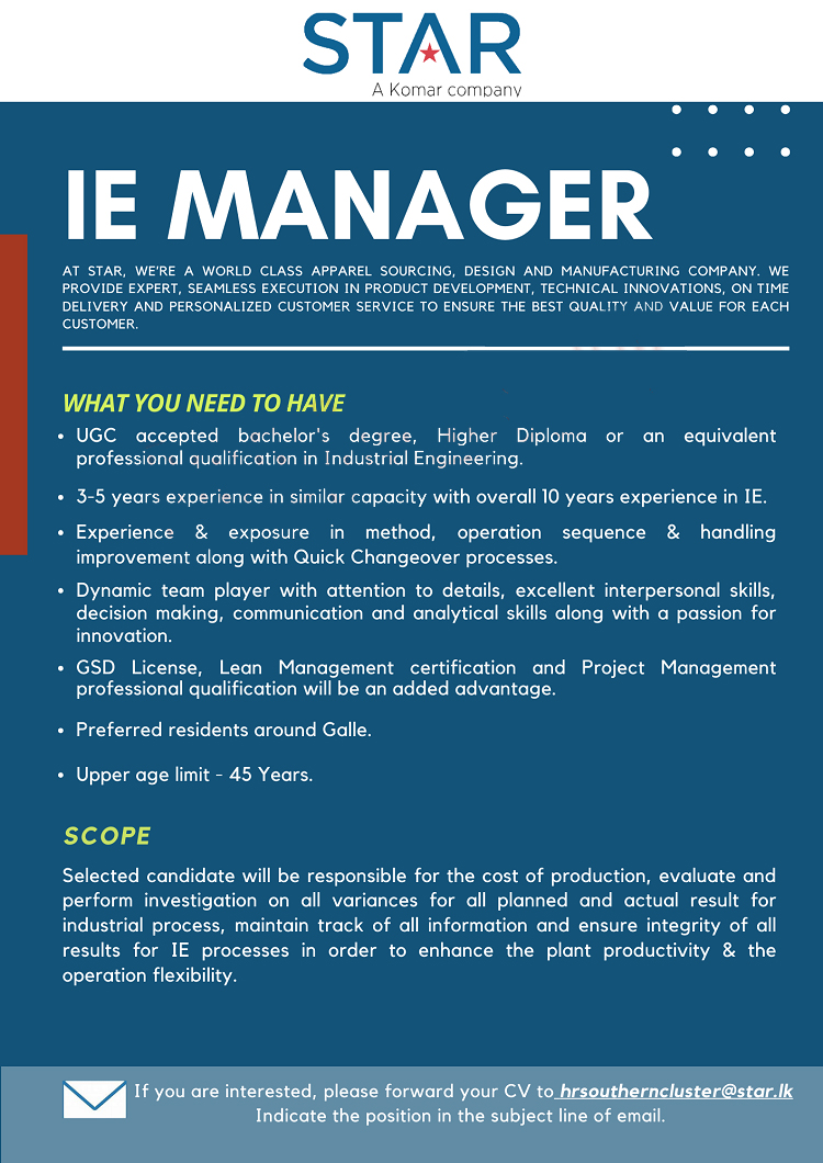 Manager - Star Garments (Pvt) Ltd