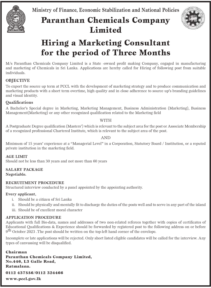 Marketing Consultant - Paranthan Chemicals Company Ltd