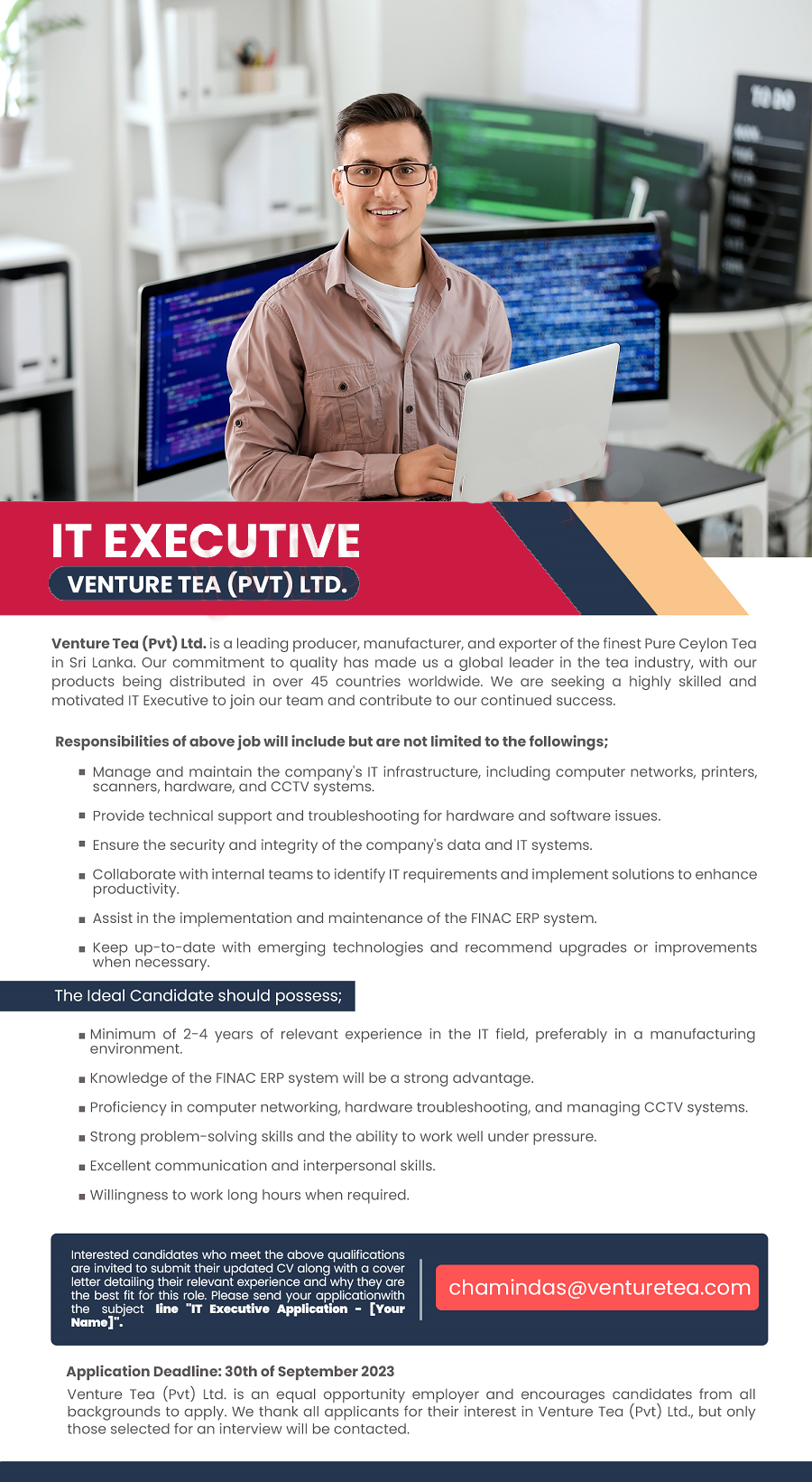 IT Executive - Venture Tea (Pvt) Ltd