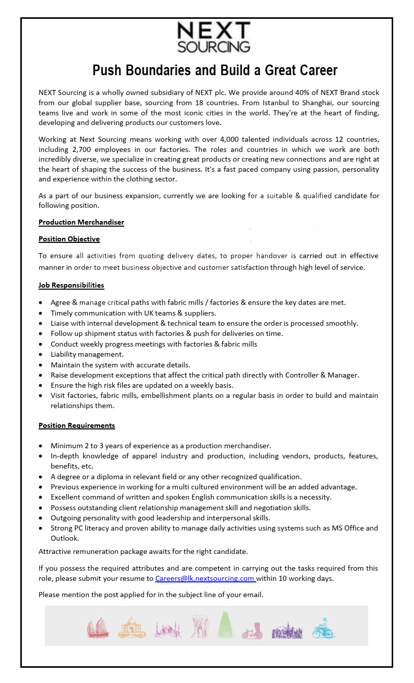 Production Manager - Next Sourcing Ltd