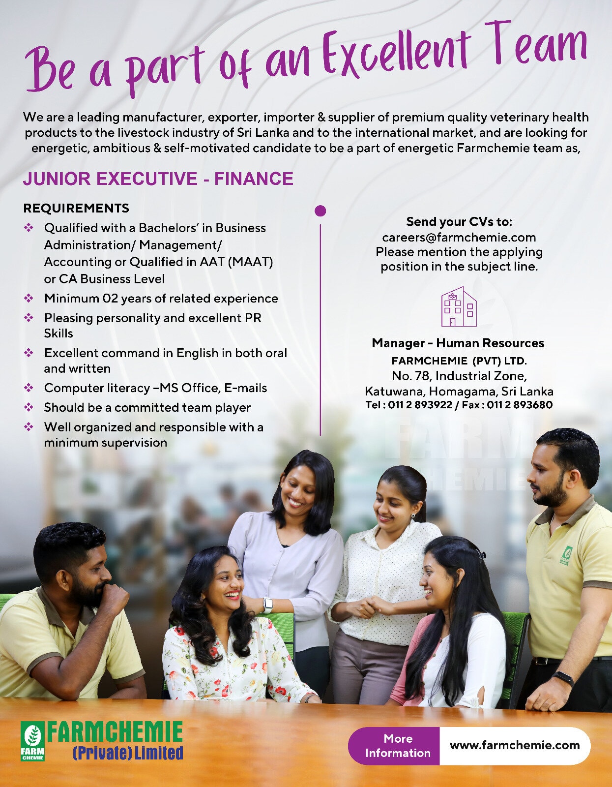 Junior Executive - Farmchemie (Pvt) Ltd