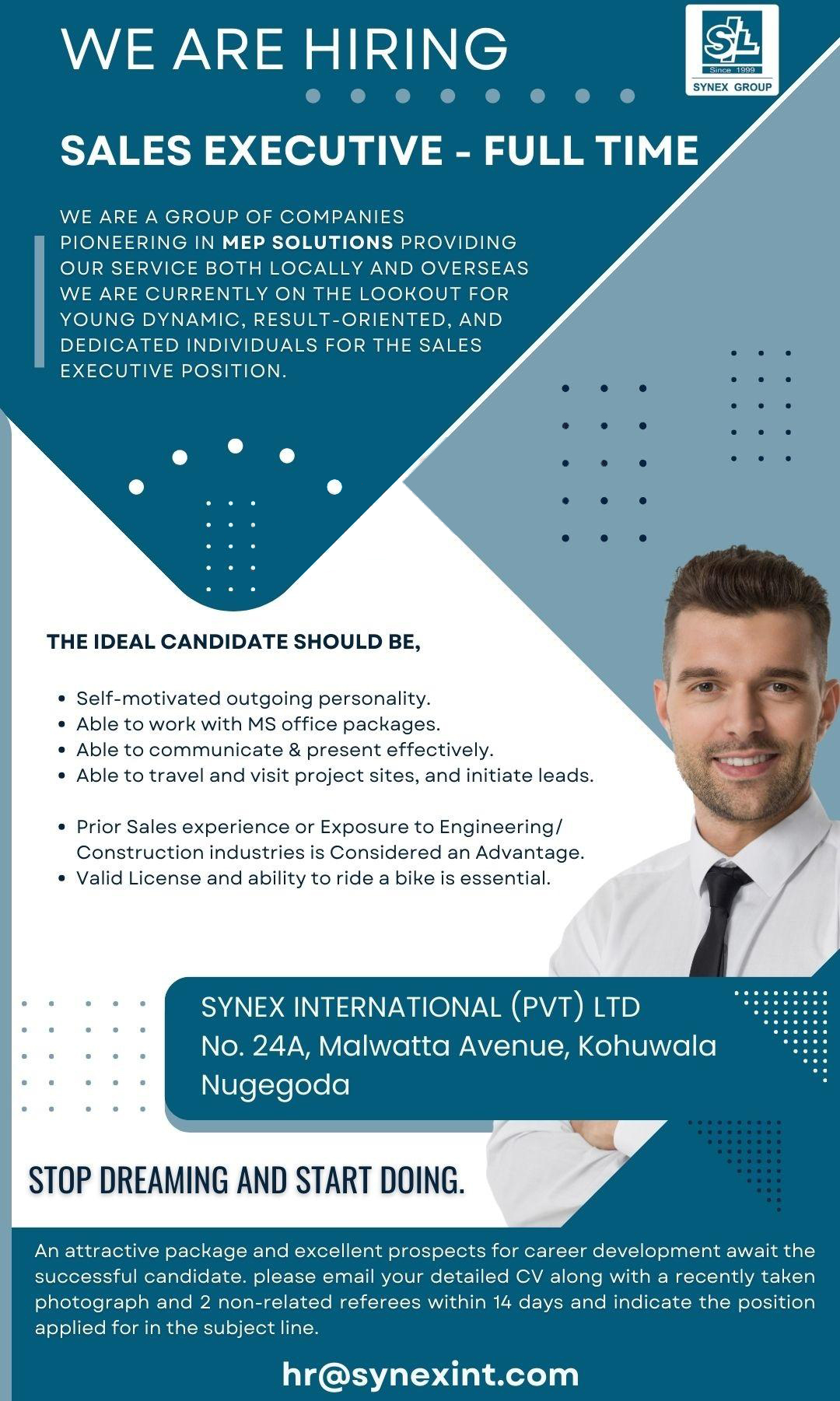 Sales Executive - Synex International (Pvt) Ltd