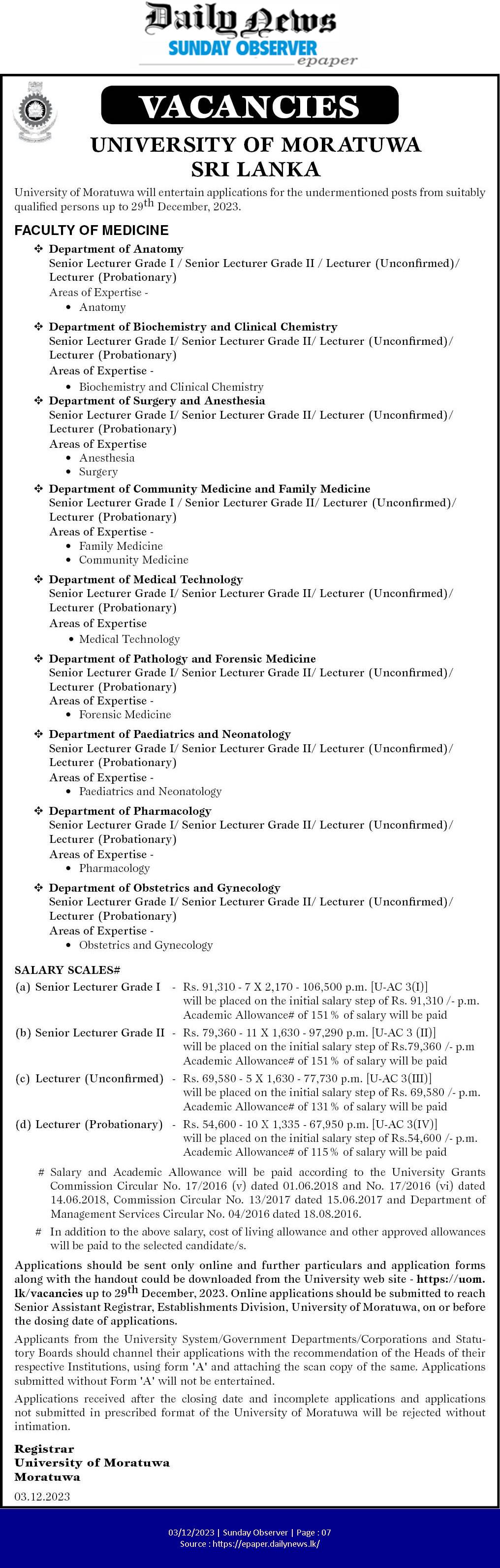 Senior Lecturer, Lecturer - University of Moratuwa