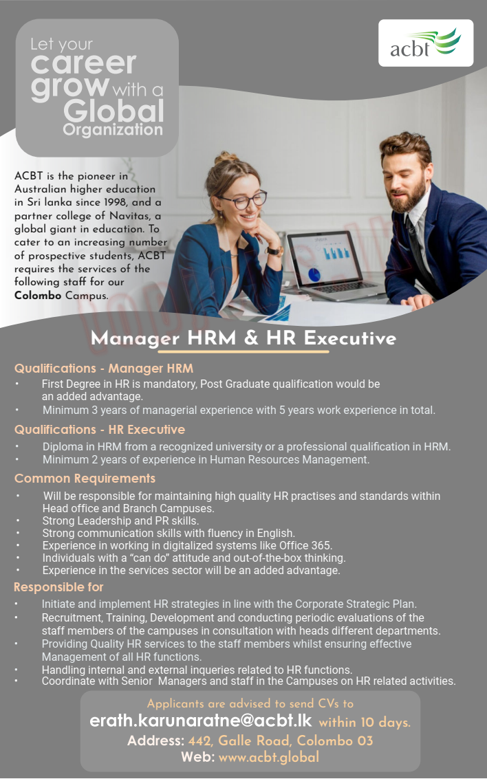 HR Manager, HR Executive - Australian College of Business and Technology