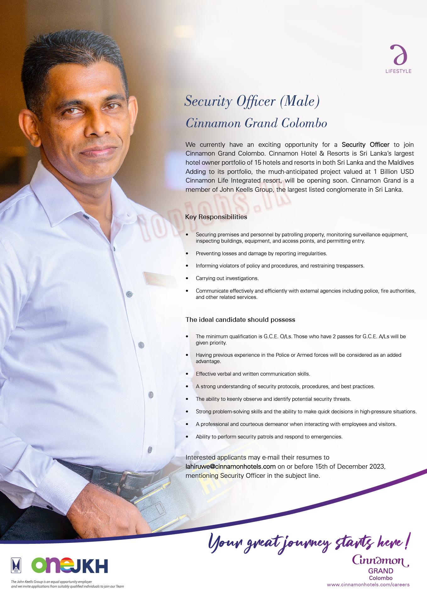 Security Officer - Cinnamon Grand