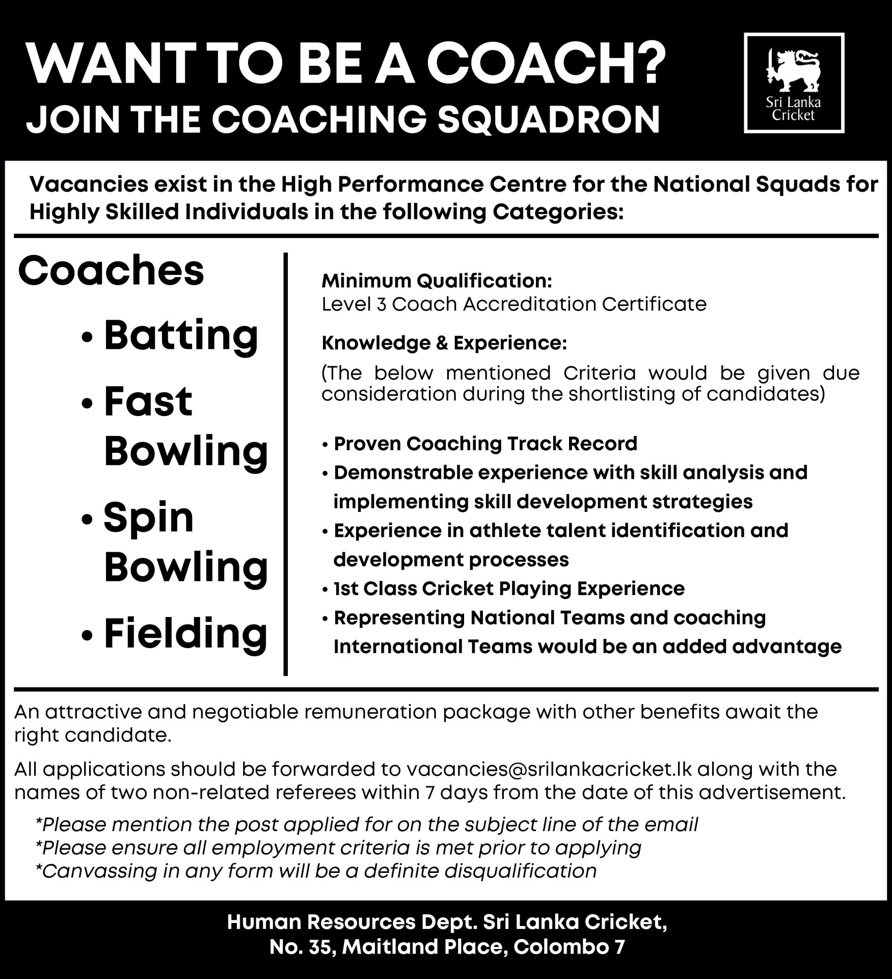 Coach - Sri Lanka Cricket