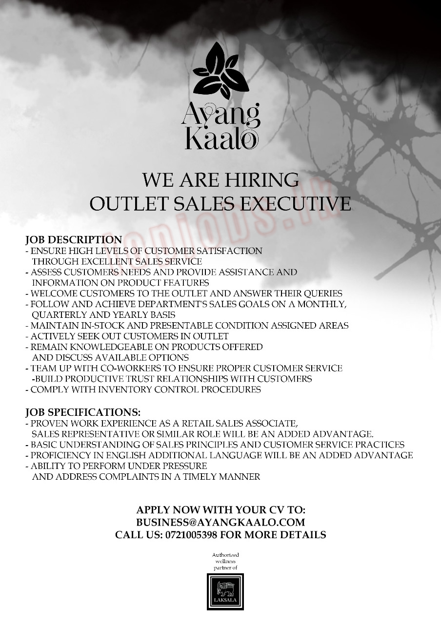 Outlet Sales Executive - Ayang Kaalo International (Pvt) Ltd