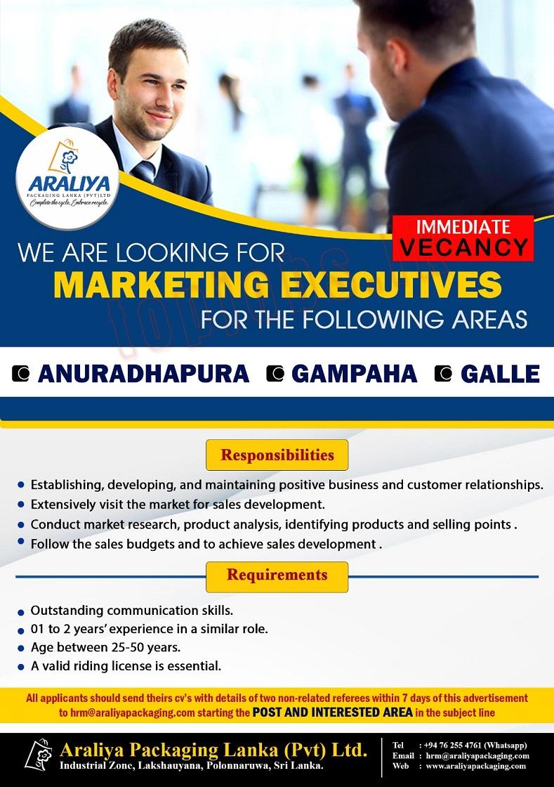 Marketing Executive - Araliya Packaging Lanka (Pvt) Ltd