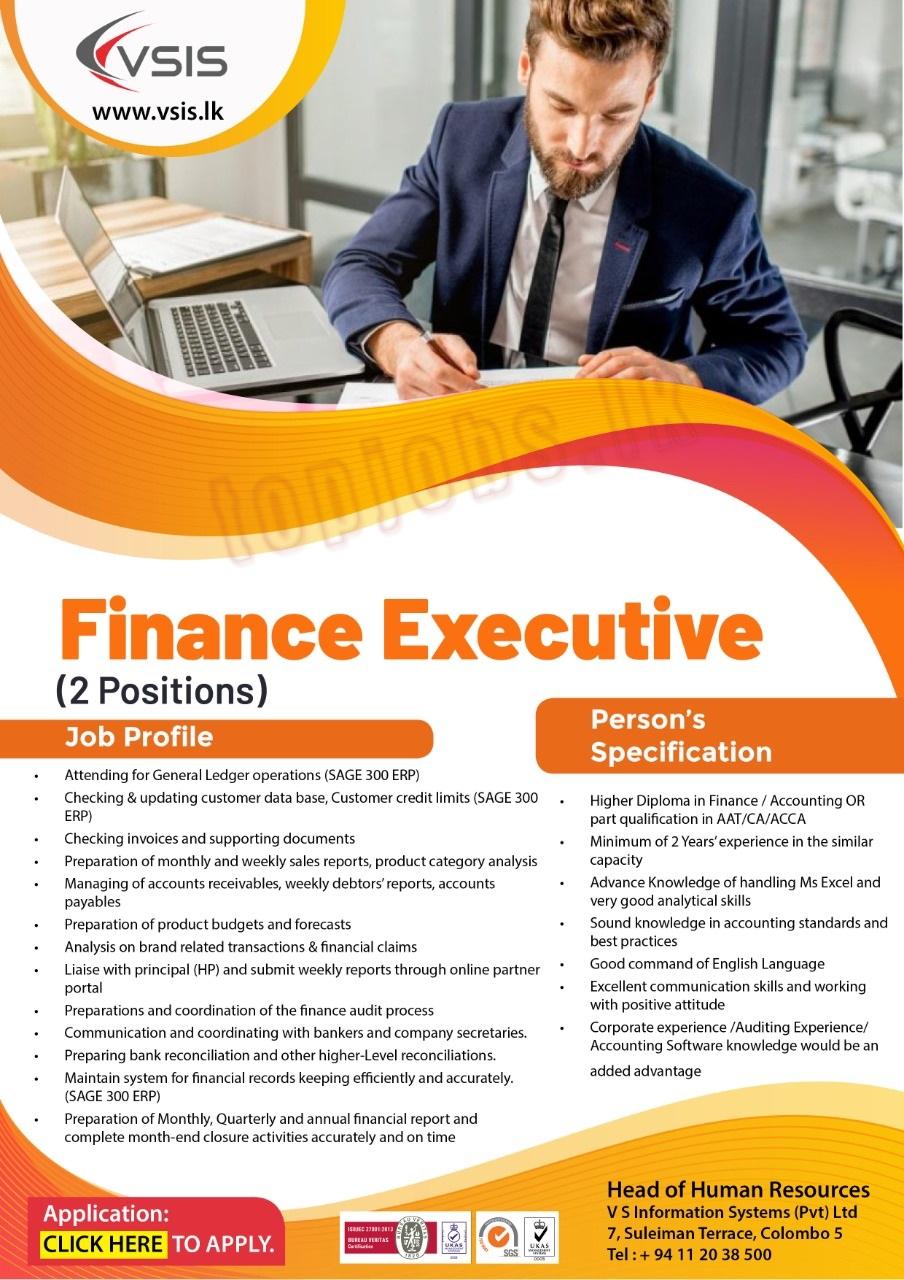 Finance Executive - VS Information Systems (Pvt) Ltd