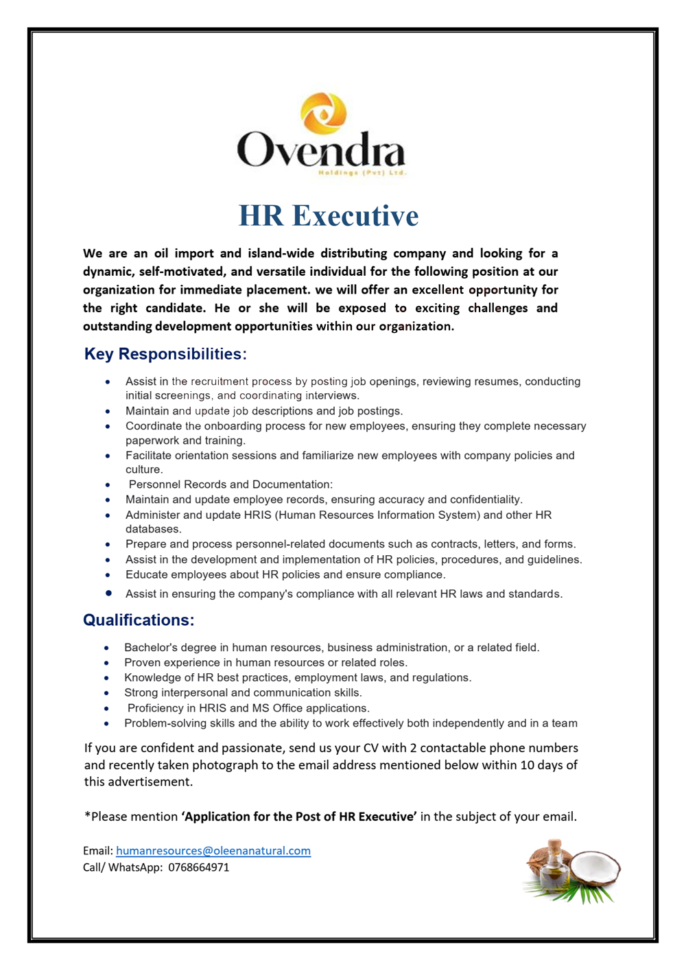 HR Executive - Ovendra