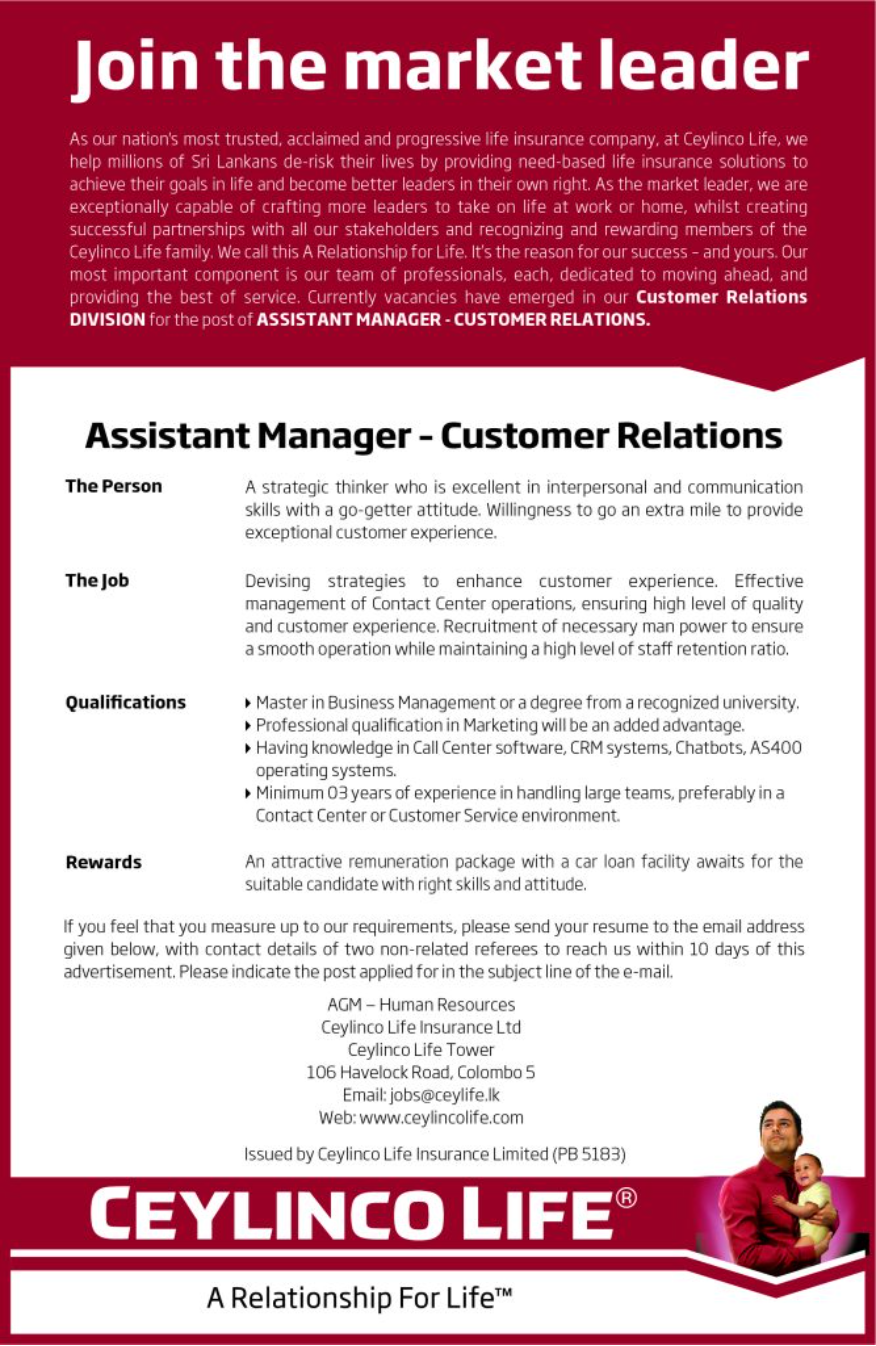 Assistant Manager - Ceylinco Life Insurance Limited