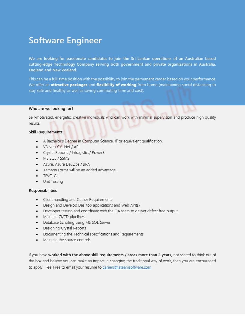 Software Engineer - Ateam Software