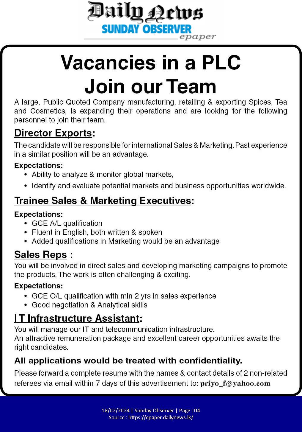 Director, Sales Executive, Marketing Executive, Sales Representative