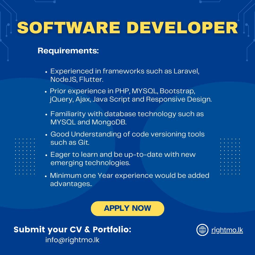 Software Developer - Rightmo Web Solution (Pvt) Ltd