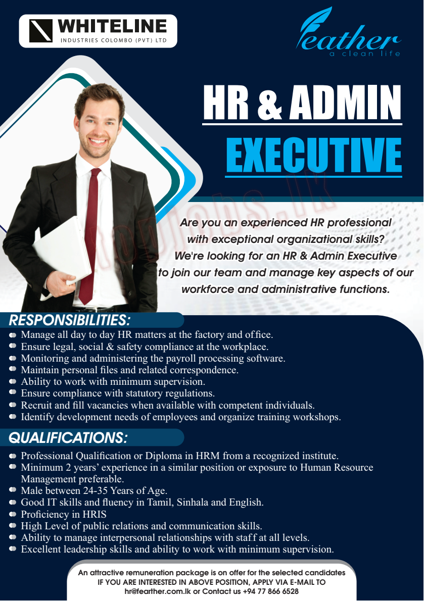 HR & Admin Executive - Whiteline Industries Colombo (Pvt) Ltd