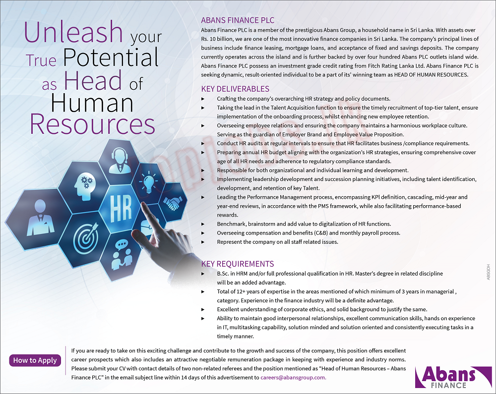 Head of Human Resource - Abans Finance PLC