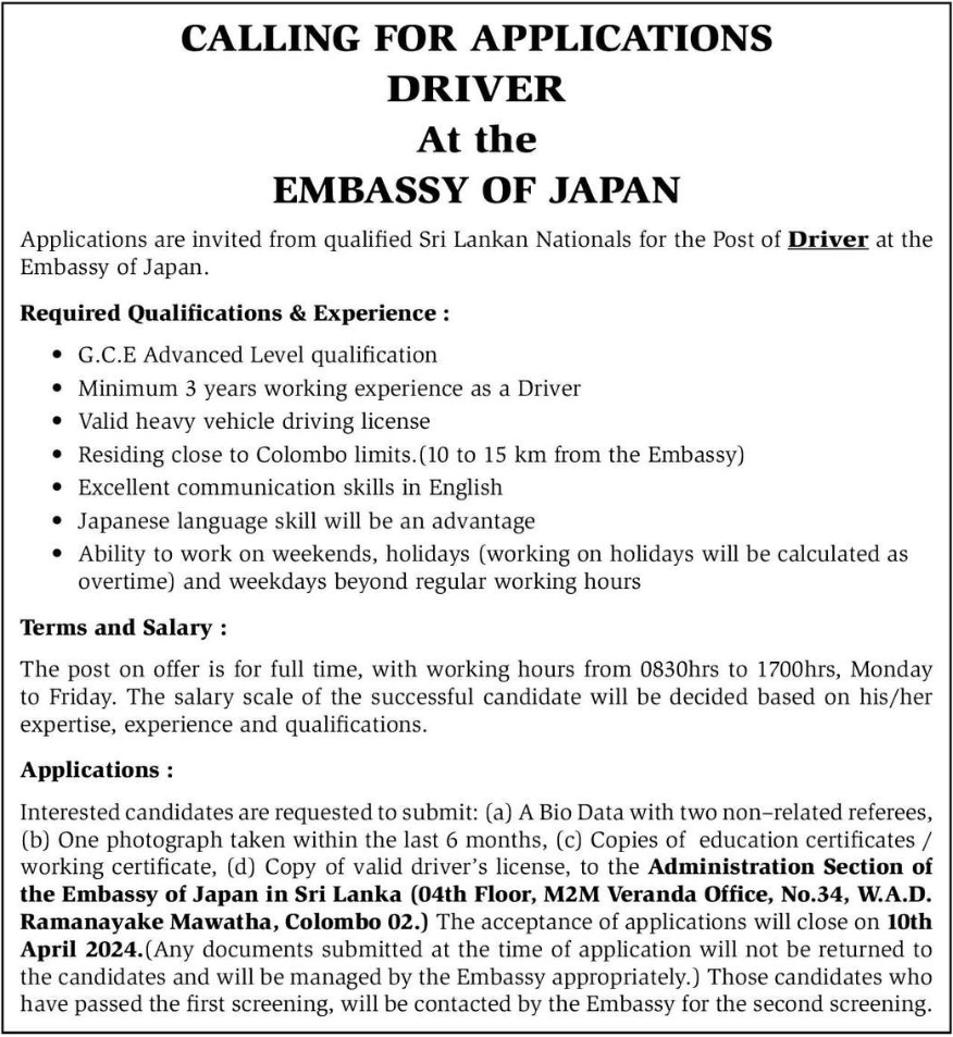 Driver - Embassy of Japan