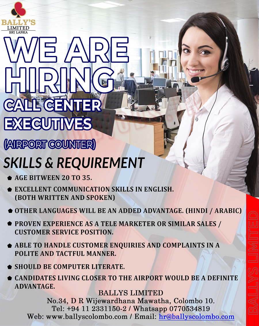Call Center Executive - Ballys Ltd