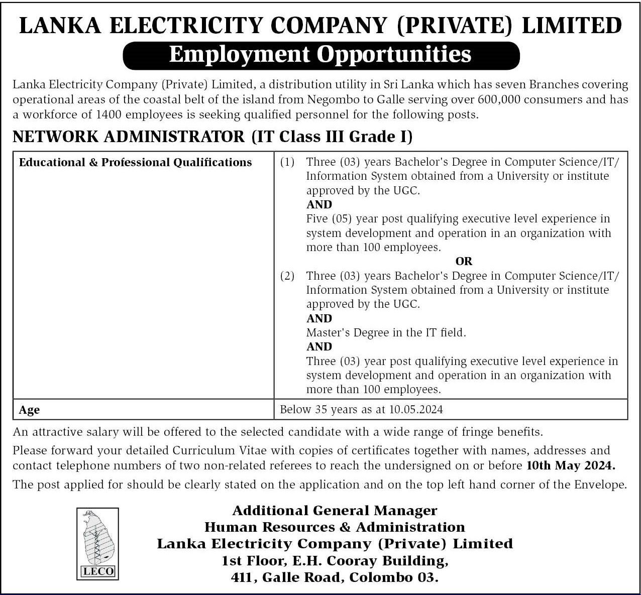 Network Administrator - Lanka Electricity Company (Private) Ltd