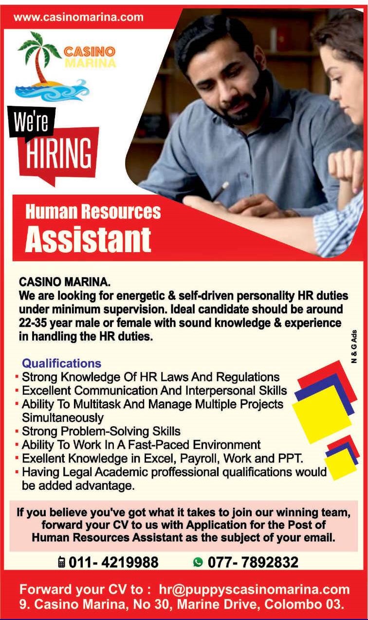 Human Resource Assistant - Casino Marina Colombo