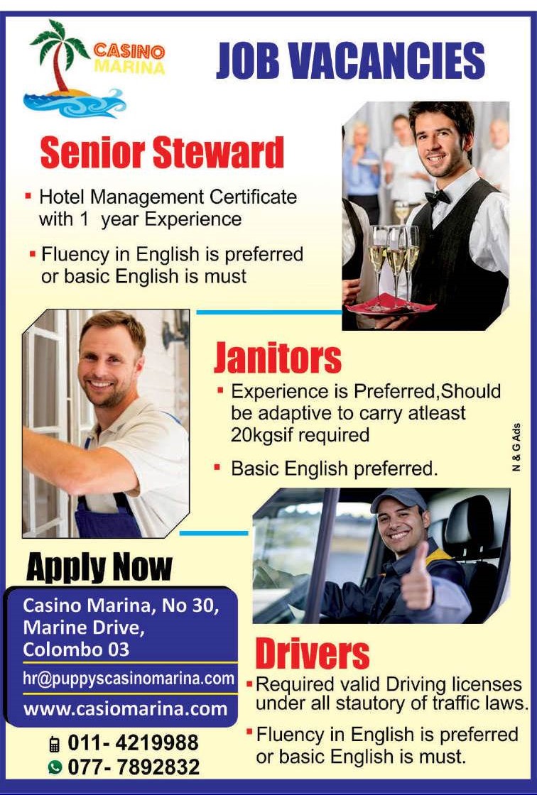 Senior Steward, Janitor, Driver - Casino Marina Colombo