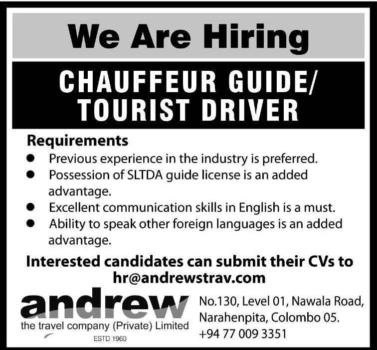 Tourist Driver - Andrew The Travel Company (Pvt) Ltd