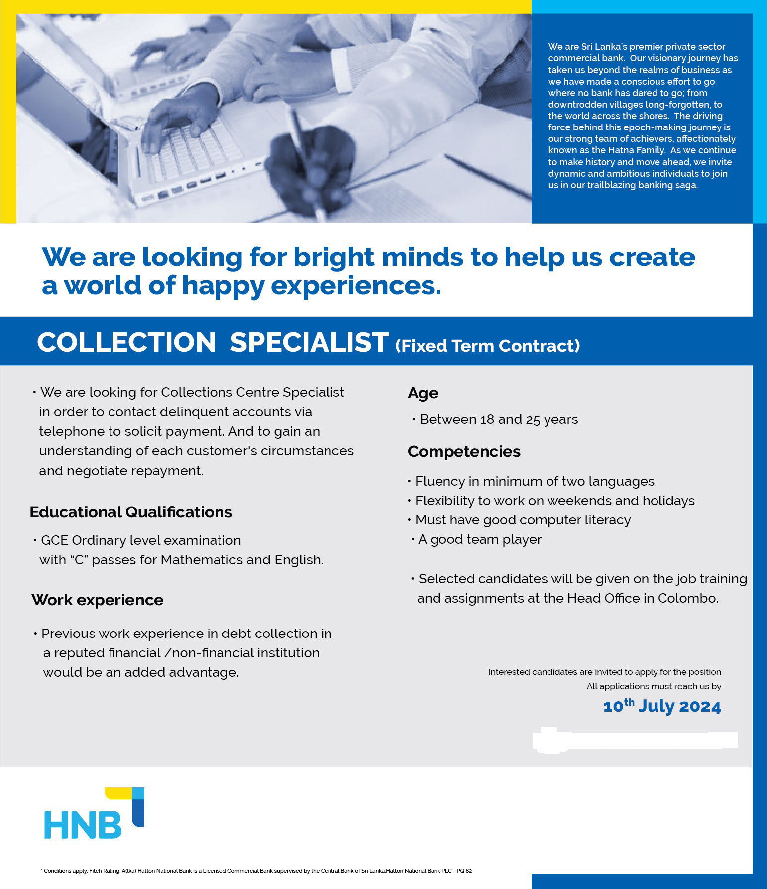 Collection Specialist - Hatton National Bank
