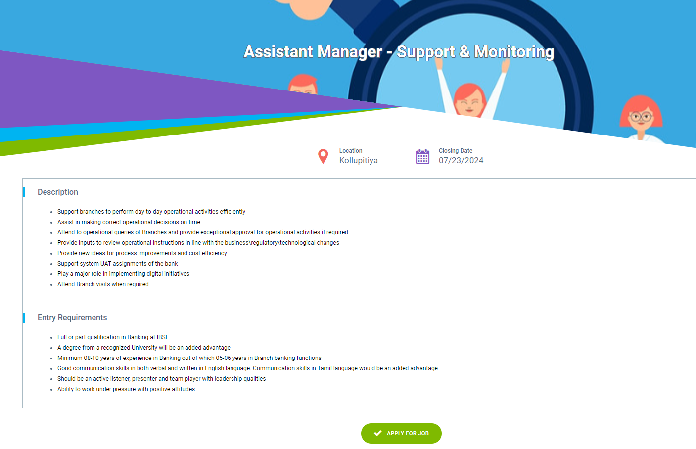 Assistant Manager - Pan Asia Bank