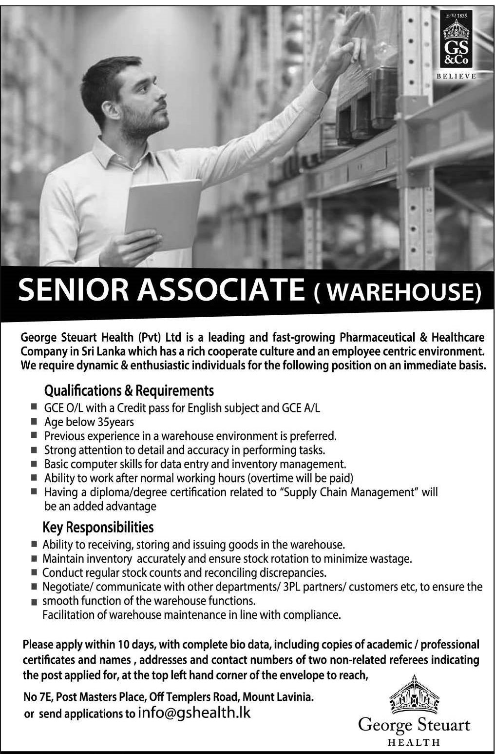 Senior Associate - George Steuart Health (Pvt) Ltd