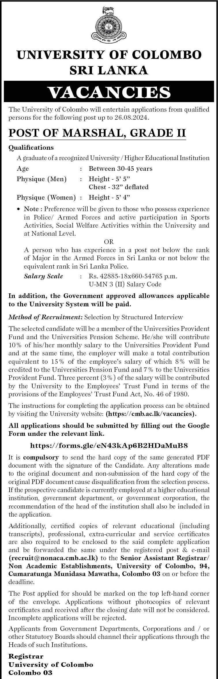 Marshal - University of Colombo