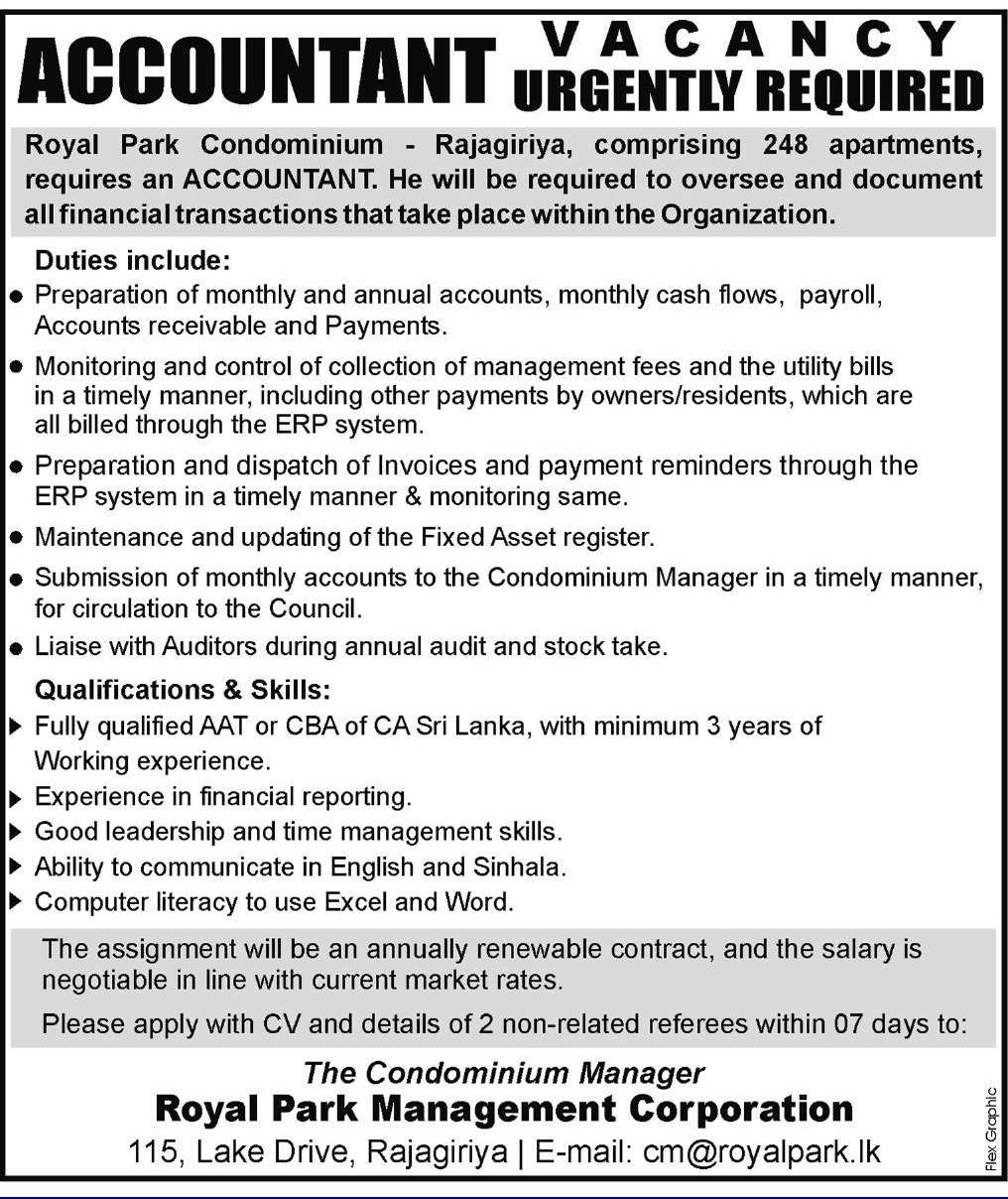 Accountant - Royal Park Condominium