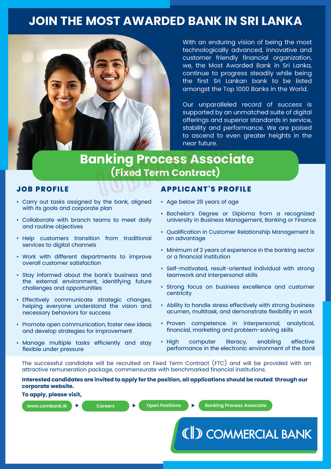 Banking Process Associate - Commercial Bank of Ceylon PLC