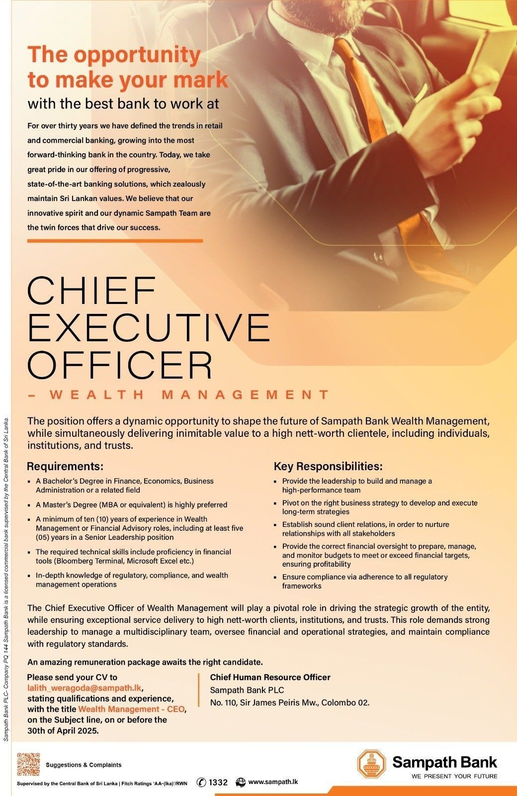 Chief Executive Officer - Sampath Bank