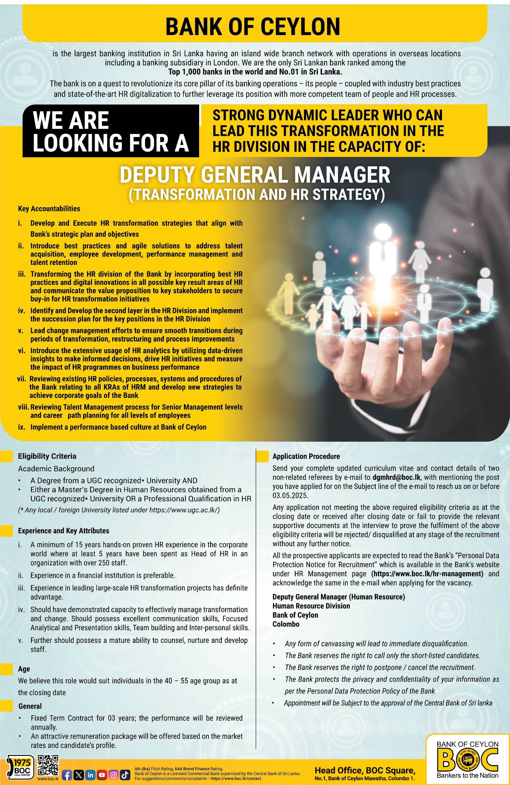 Deputy General Manager - Bank of Ceylon