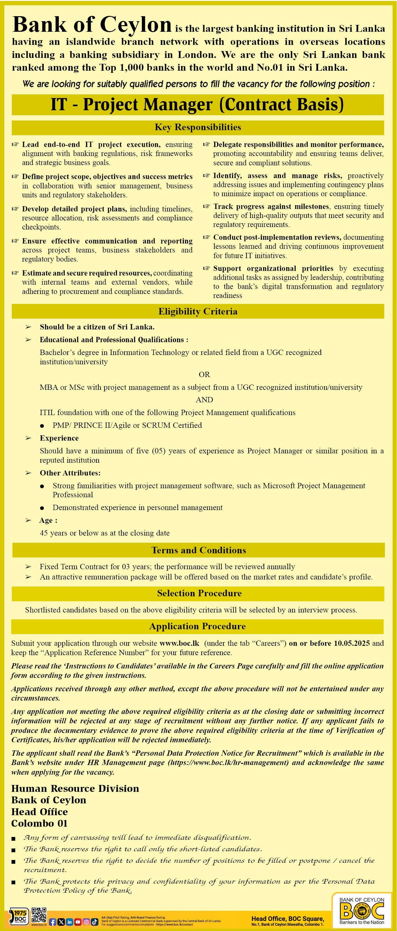 Project Manager - Bank of Ceylon