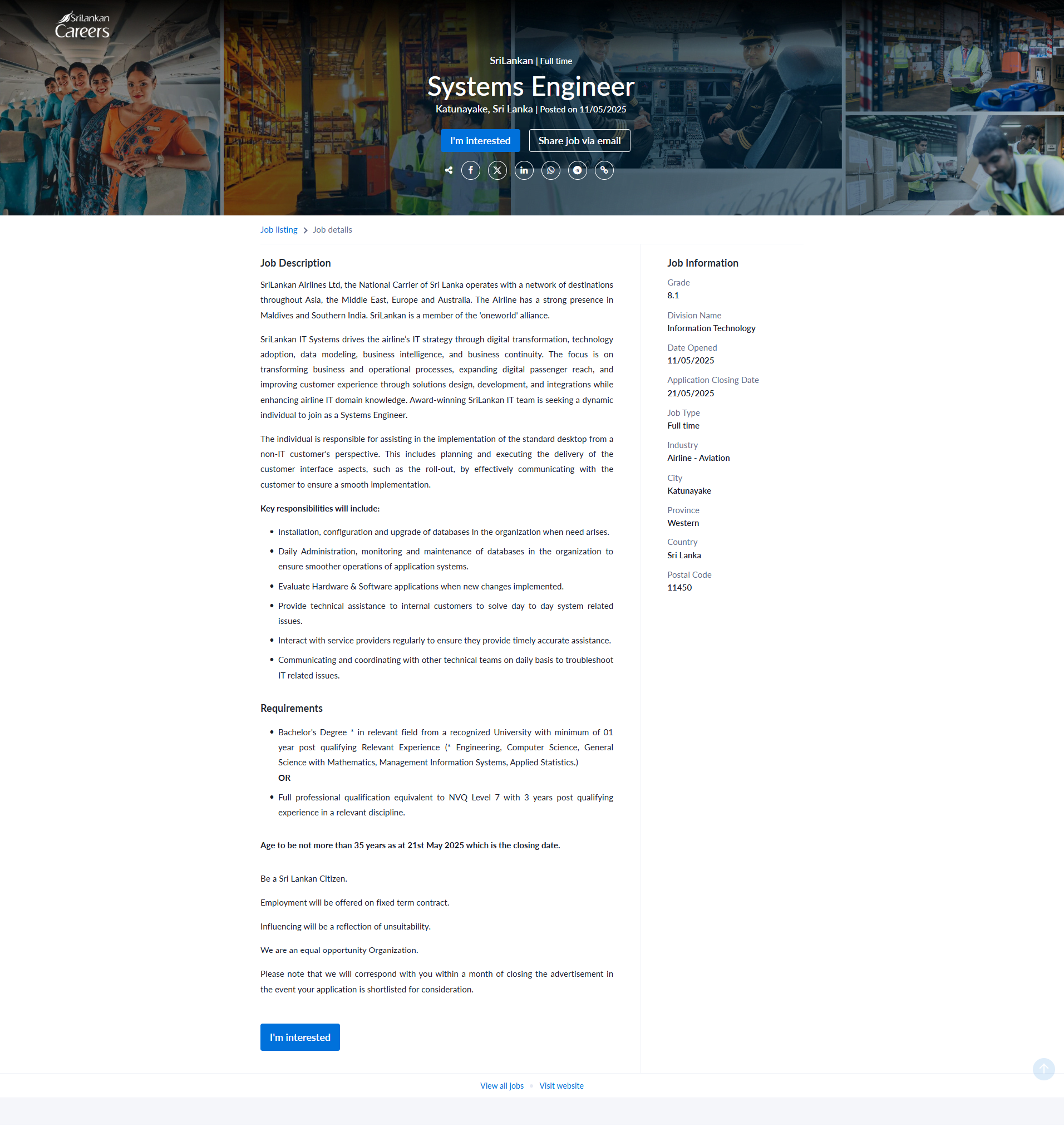 System Engineer - SriLankan Airlines