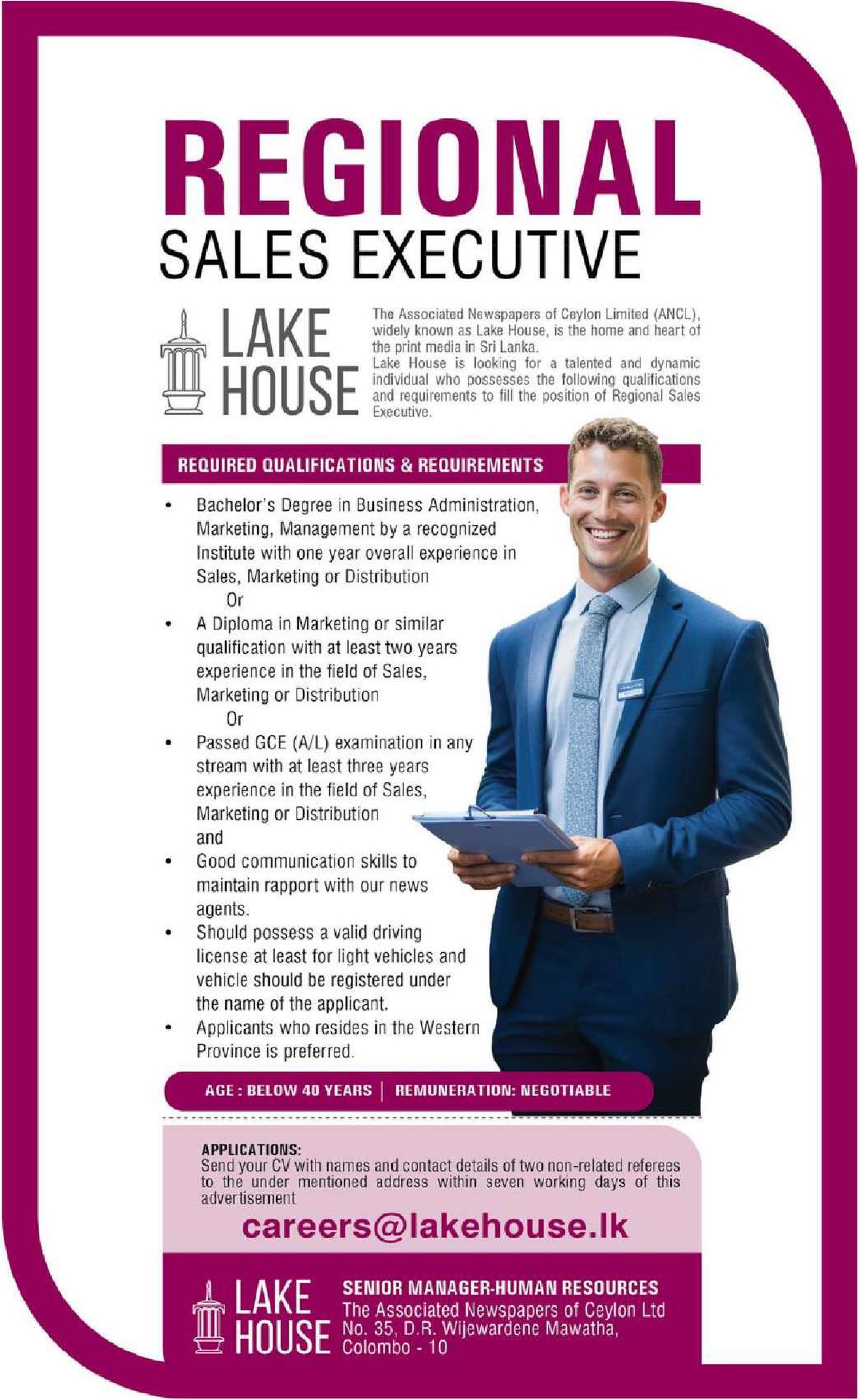 Regional sales Executive - Lake House