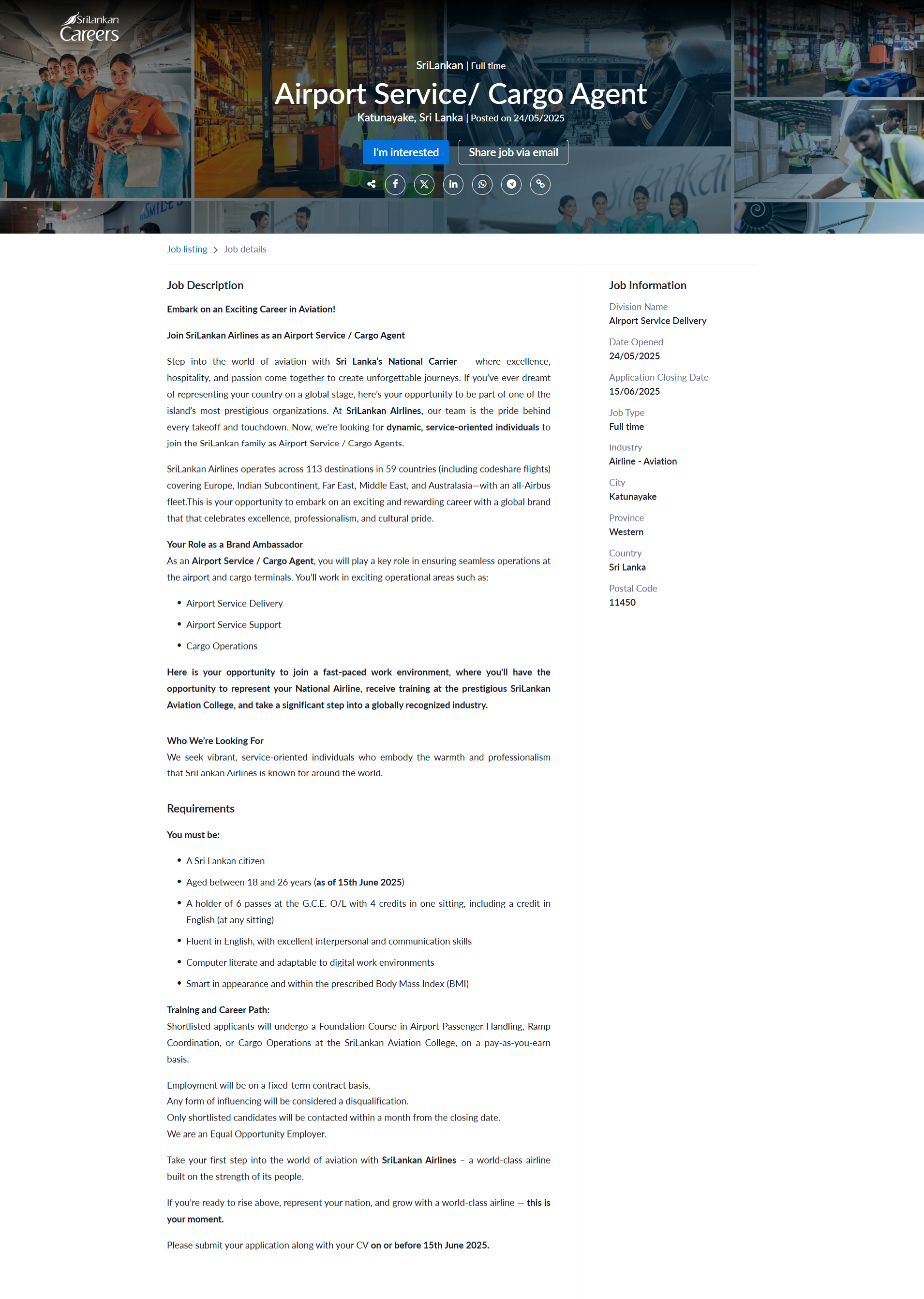 Cargo Agent - SriLankan Airlines