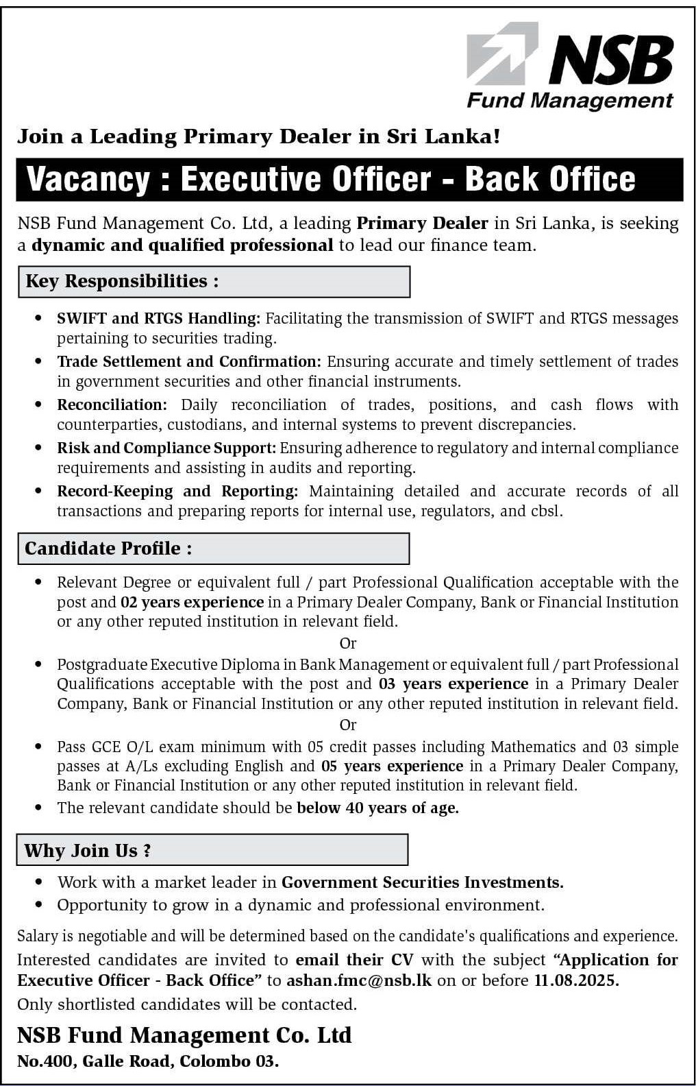 Executive Officer - National Savings Bank